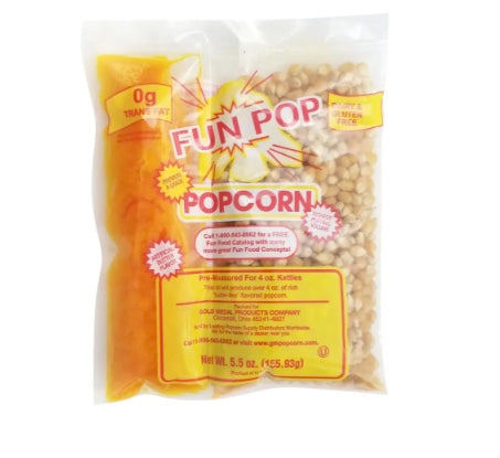 Gold Medal 2834 FunPop MegaPop Kit, 4 oz, Includes Popcorn, Oil (coconut only), Salt