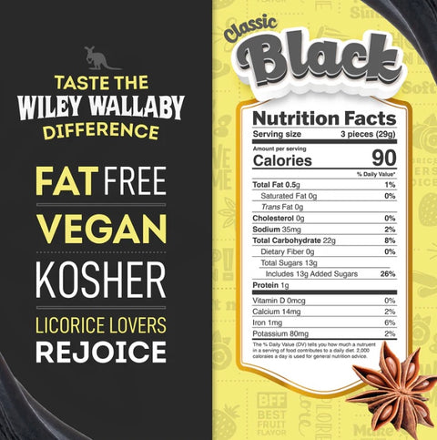 Wiley Wallaby Black Gourmet Licorice, 1 Lb.