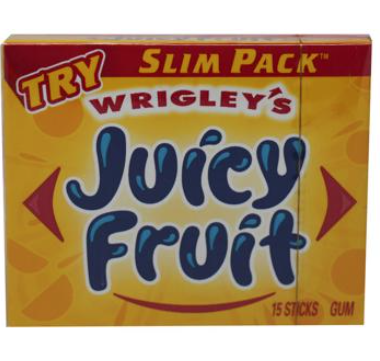 Juicy Fruit Gum, Slim Pack of 15 Sticks