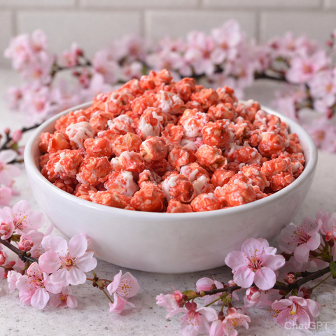 Cherry Blossom Popcorn with White Chocolate Drizzle